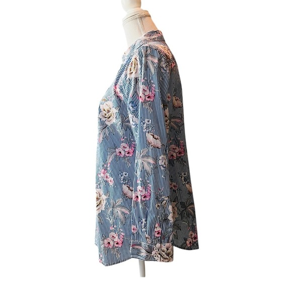 Talbots Blue Long Sleeve Notched Collar Button Down Shirt Size Petite Large - Picture 3 of 10